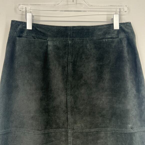 Vtg 90s Leather Skirt Womens 10 Black Suede Classic Basic Western Boho Cest City - Picture 3 of 5